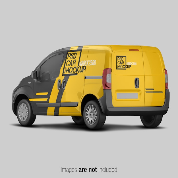 Premium PSD | Yellow and black delivery van mockup