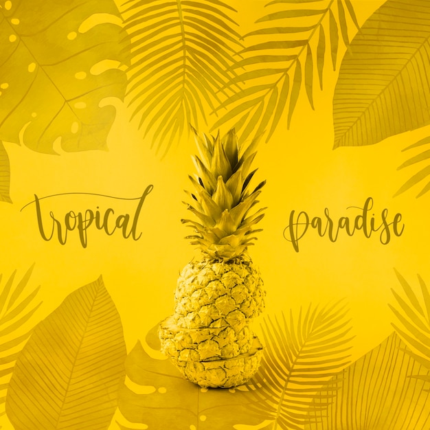 Download Yellow copyspace mockup for with pineapple PSD file | Free Download