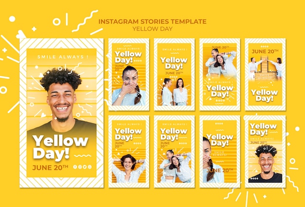 Download Free Psd Yellow Day Instagram Stories Template