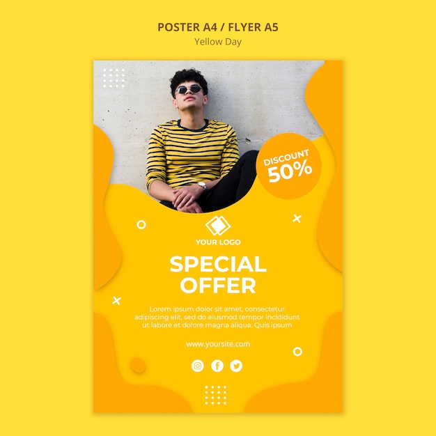 Download Yellow day special offer poster template | Free PSD File