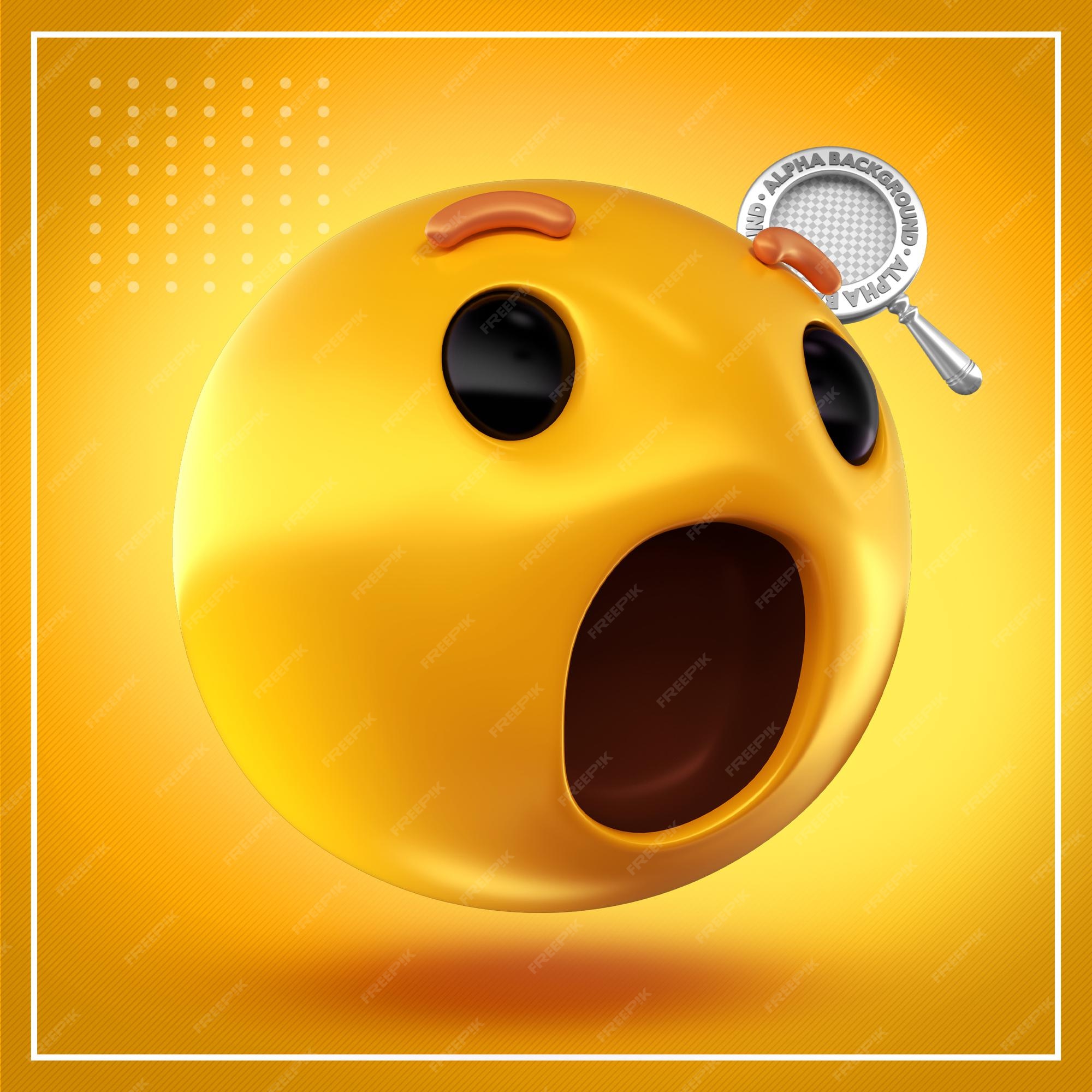 Premium PSD | Yellow emoji with amazement expression