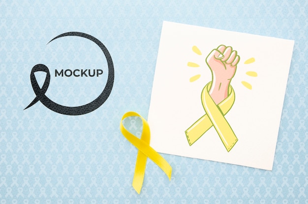 Download Free Psd Ribbon And Fist Cancer Awareness Mock Up PSD Mockup Templates