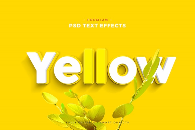 Yellow text effect mockup | Premium PSD File