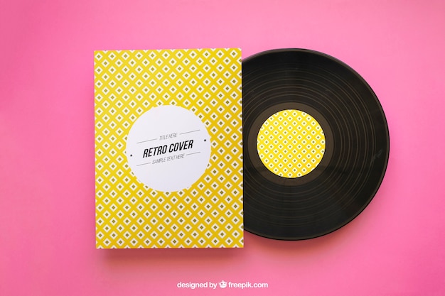 Download Yellow vinyl mockup PSD Template