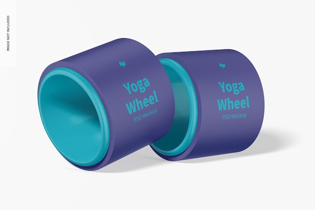 Free PSD | Yoga wheel mockup, leaned