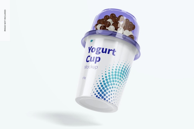  Yogurt cup mockup, falling
