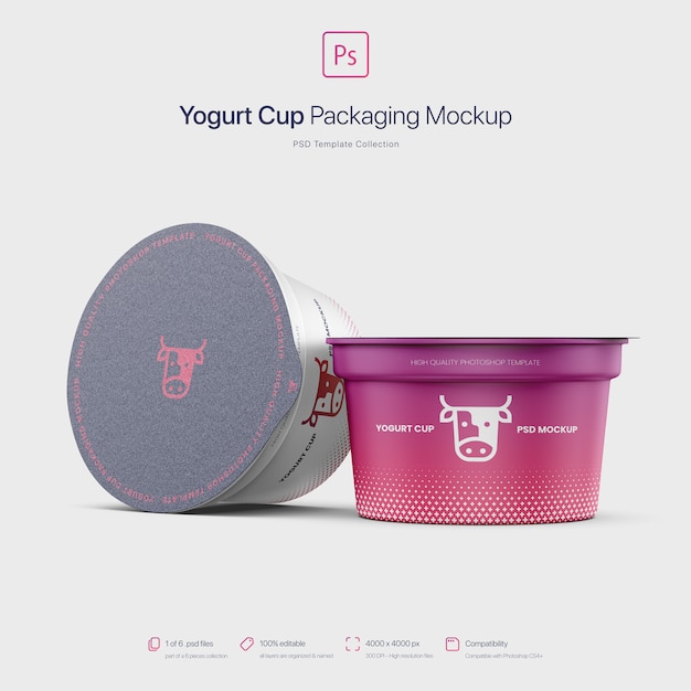 Download Yogurt cups packaging mockup | Premium PSD File