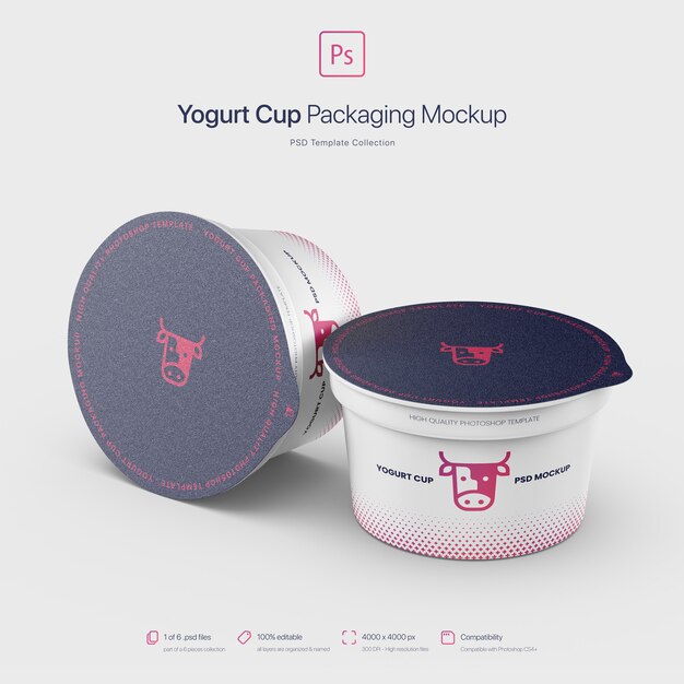 Download Premium PSD | Yogurt cups packaging mockup