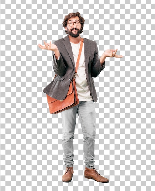 Young bearded businessman wearing blazer. confused expression Premium Psd