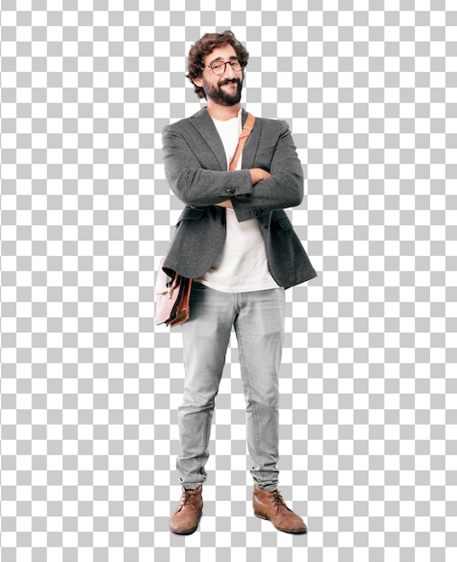 Young bearded businessman wearing blazer. proud or success expression Premium Psd