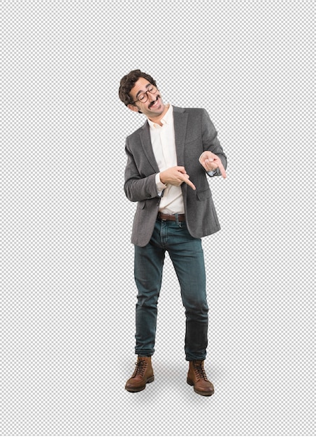 Premium PSD | Young crazy man in dancing pose