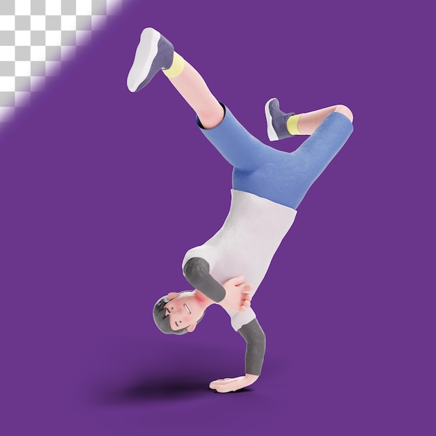 premium-psd-a-young-dancer-doing-handstand-3d-illustration