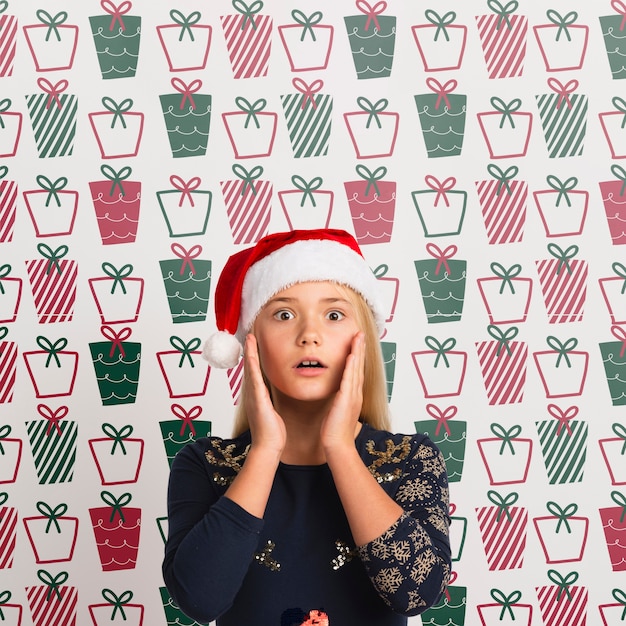 Download Young girl with santa hat mock-up PSD file | Free Download
