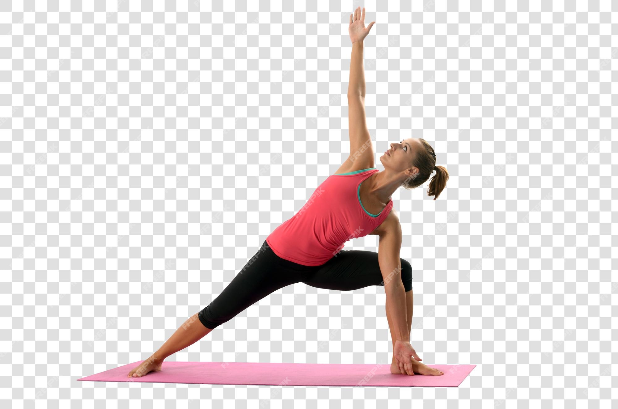 Premium PSD | Young woman doing yoga exercises, layered psd file