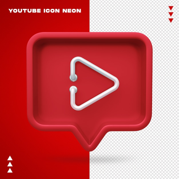 Premium Psd Youtube Icon Neon Isolated