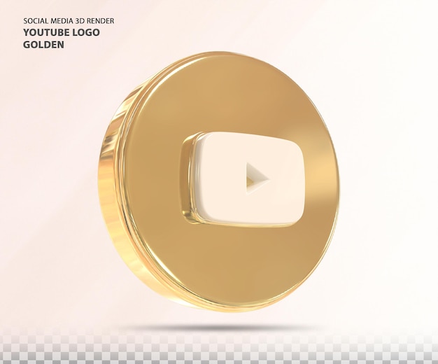 Premium Psd Youtube Logo Gold 3d Render