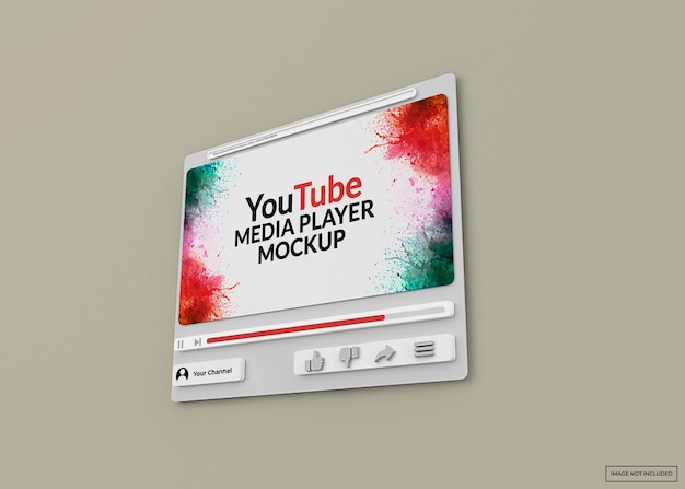 Premium PSD Youtube Media Player Mockup