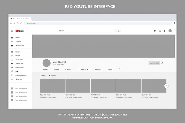 Premium PSD | Youtube profile template