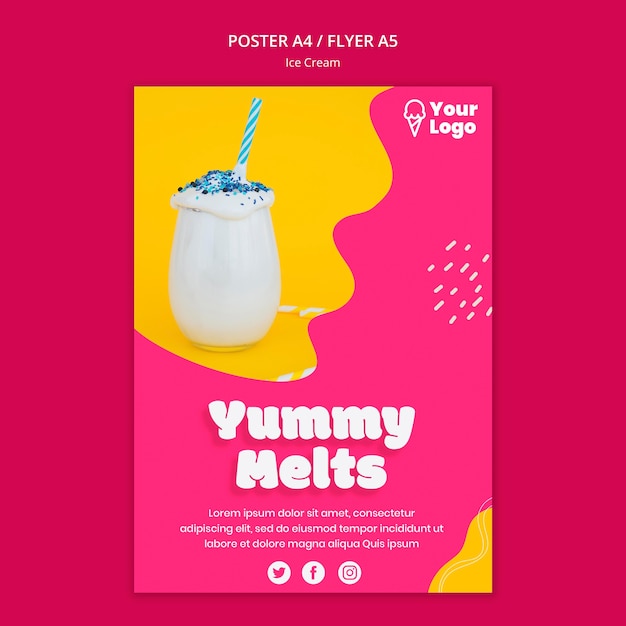 Download Yummy melts ice cream poster template | Free PSD File