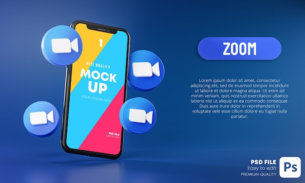 Download Premium PSD | Zoom icons around smartphone app mockup 3d