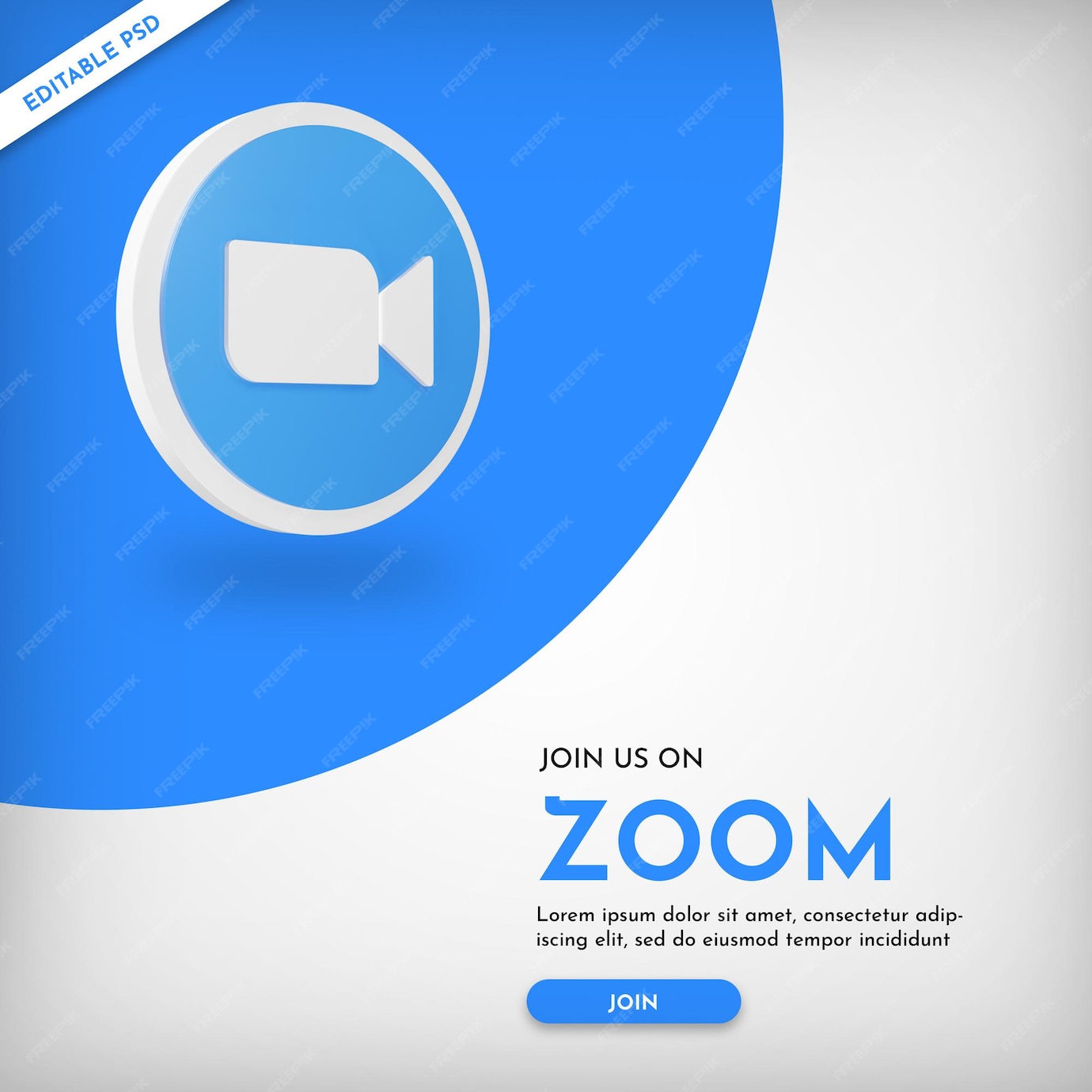 Premium PSD | Zoom invite banner template with 3d icon
