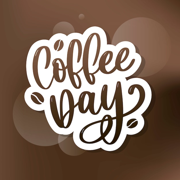 10月1日国際コーヒーデーのロゴ 世界のコーヒーの日ロゴアイコンイラスト プレミアムベクター