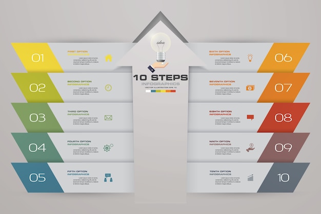 Premium Vector 10 Steps Infographics Element Arrow Template Chart 7798