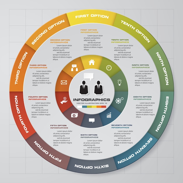 10 steps process. simple&editable abstract design element. vector ...