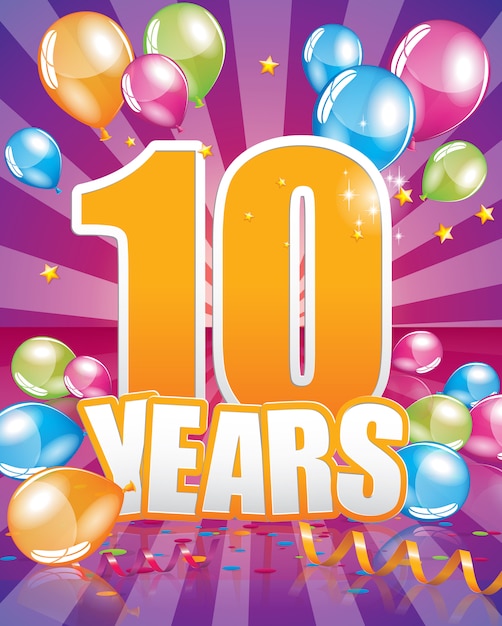 Premium Vector | 10 years birthday card