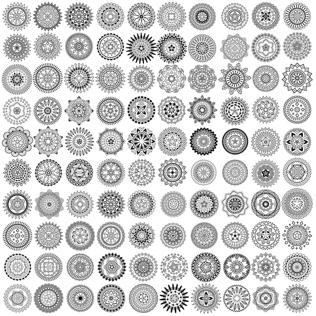 Download Free Vector 100 Black Vector Mandala Circles