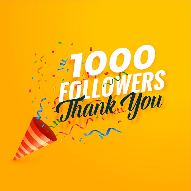 Free Vector 1000 Followers Thank You Background With Confetti