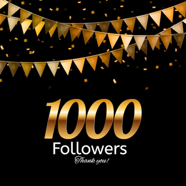 Premium Vector 1000 Followers Thank You Background