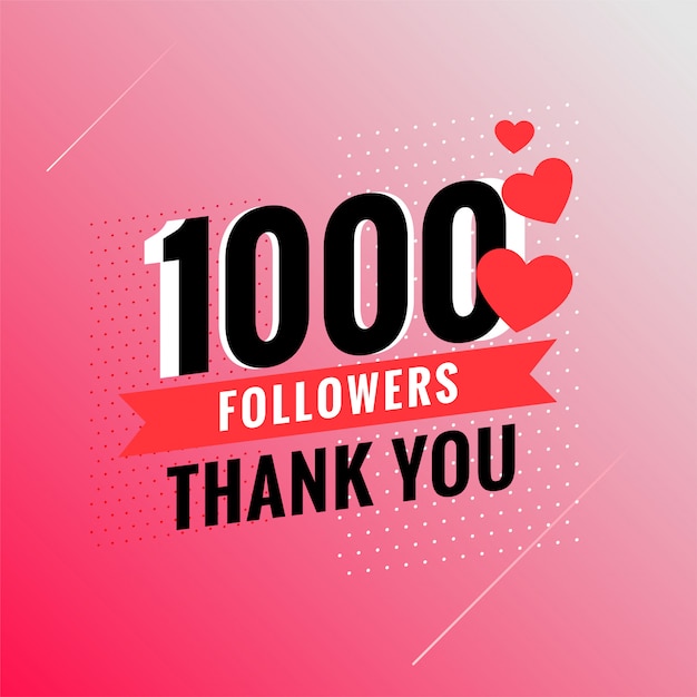 1000 Followers Thank You Banner Free Vector