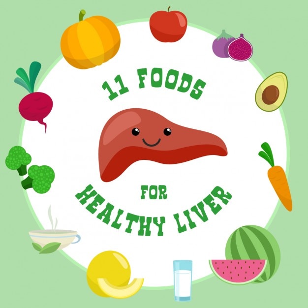 11 foods for a healthy liver Free Vector