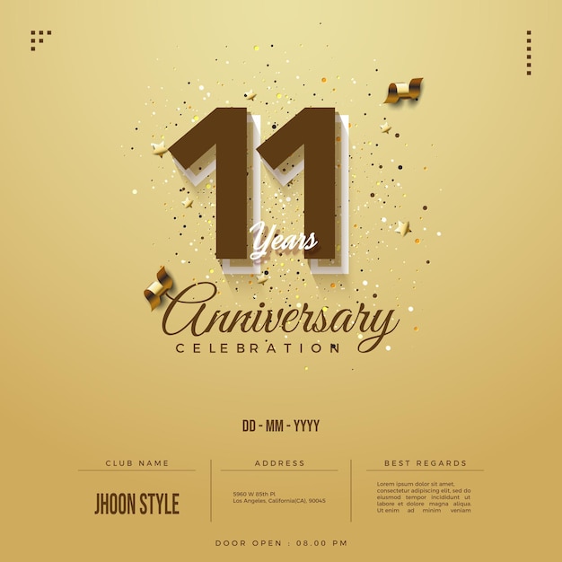 Premium Vector | 11th anniversary invitation with numbers and brown ...