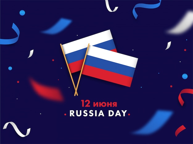 Premium Vector 12 June Russia Day Concept With Russian Flags And Ribbons Decorated