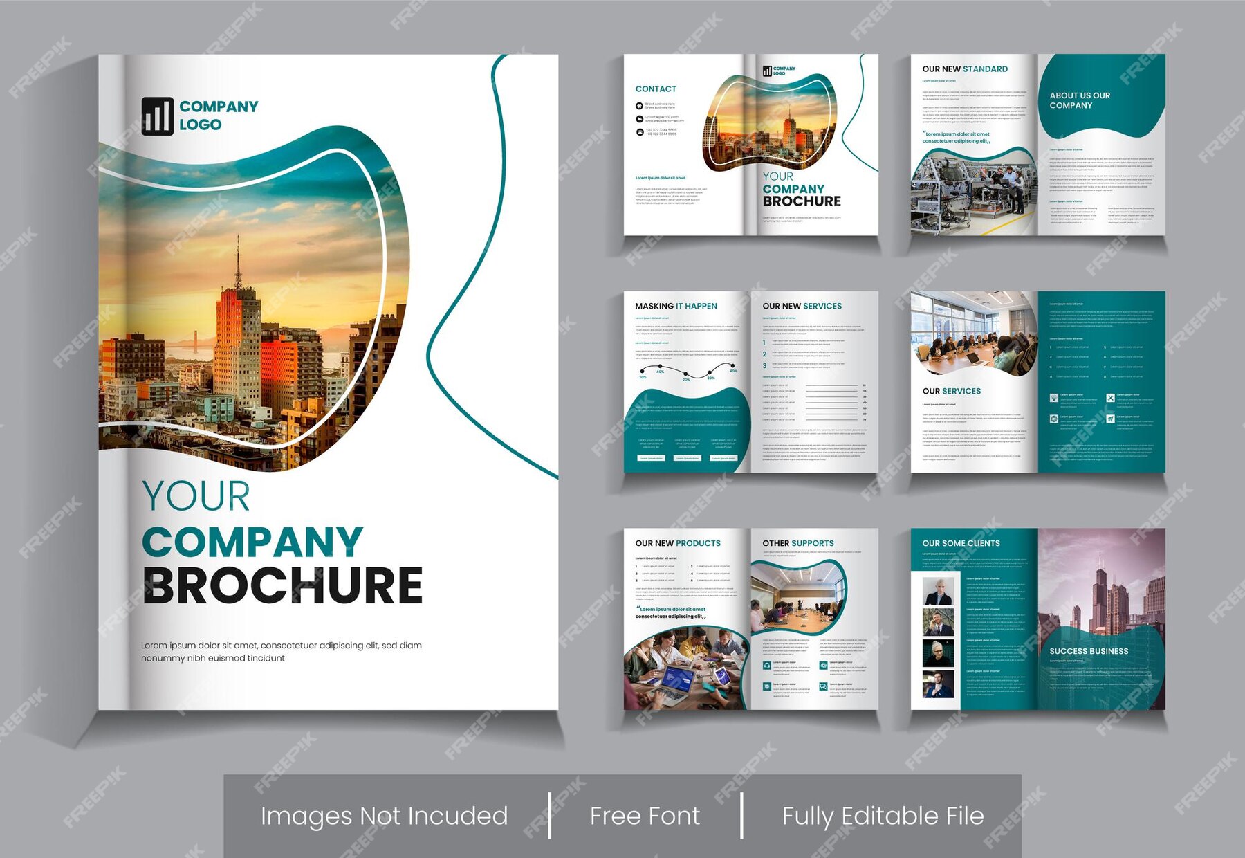 Premium Vector | 12 page company profile layout minimalist design