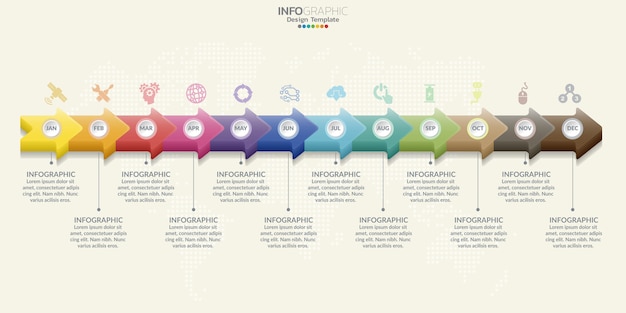 Premium Vector | 12 steps timeline infographic design and icons can be ...