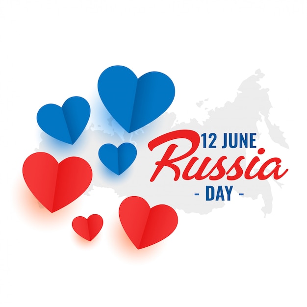 Free Vector 12th June Russia Day Heart Decoration Poster Design