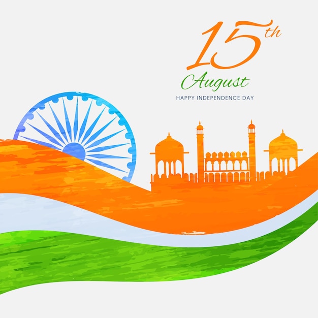 Premium Vector | 15th august independence day concept with ashoka wheel ...