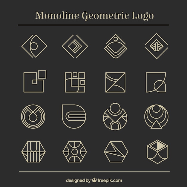 Free Vector 16 Dark Geometric Monoline Logos