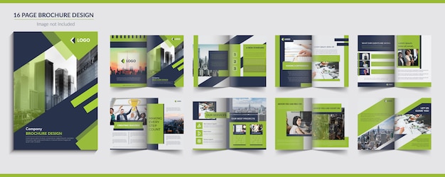 16 page brochure design Premium Vector