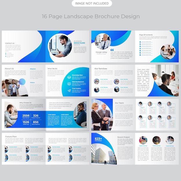 Premium Vector | 16 page company landscape profile design