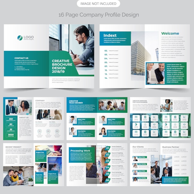 16 Page Company Profile Design Premium Vector