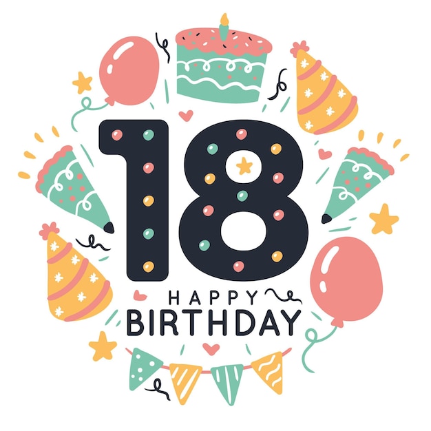 Free Vector | 18th birthday background colorful design