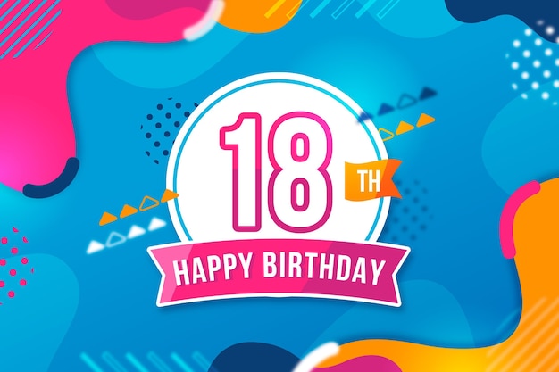 18 Compleanno Sfondo Colorato Stile Vettore Gratis