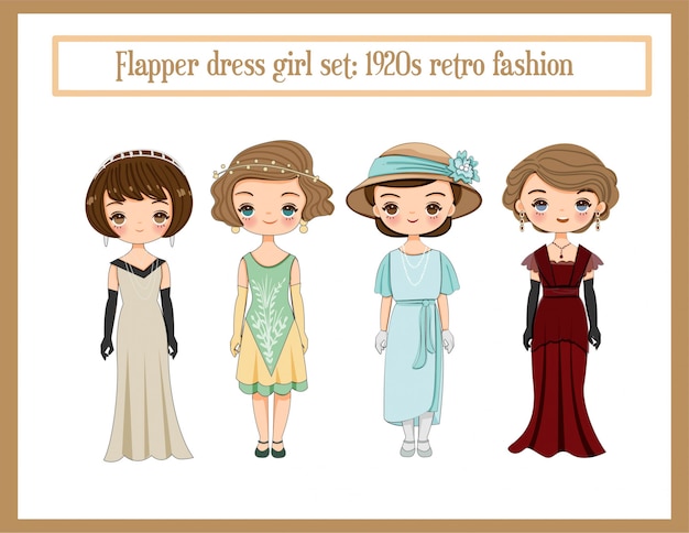 フラッパードレスセット レトロなファッション1920年代のコレクション