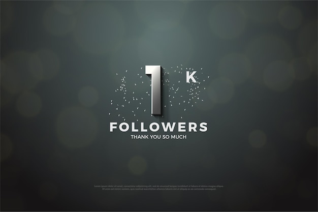 Premium Vector | 1k follower background with silver number and glitter.