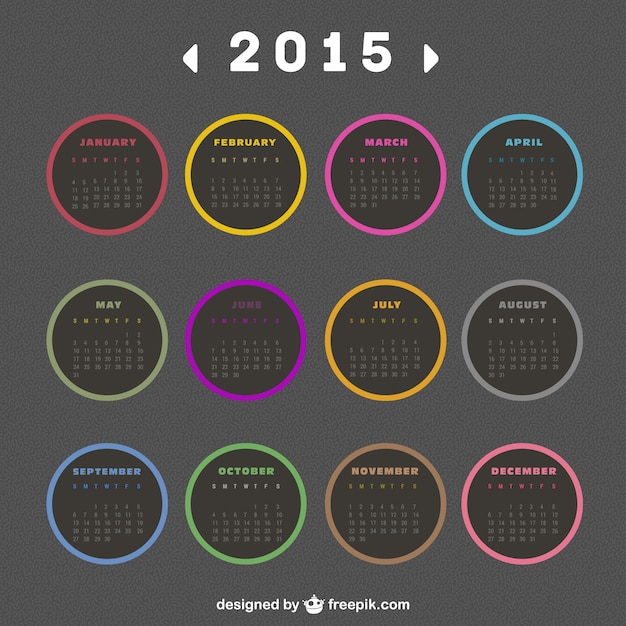 2015 Calendar with round labels