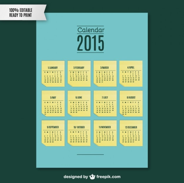 2015カレンダー記録テンプレート 無料のベクター